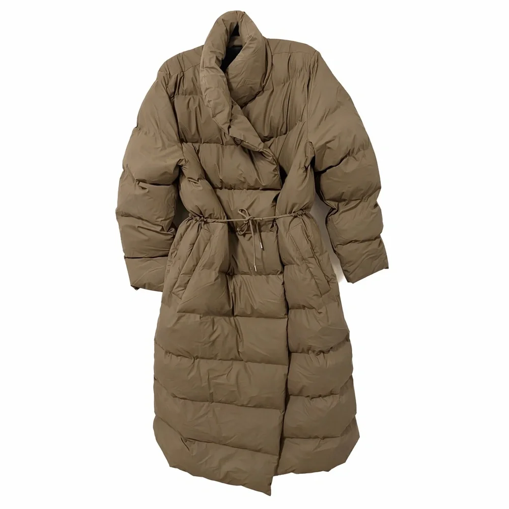 Rains Long Puffer Coat in Brown - Picture 5 of 16